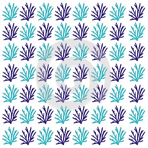 Colorful Blue Seaweeds Summer Spring Pattern Texture Wallart