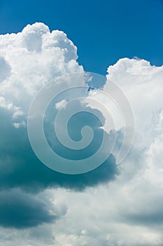 Colorful, blue and white clouds detail and sky