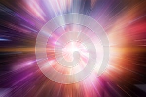 Colorful blur flare bright galaxy light warp moving forward effect abstract for background