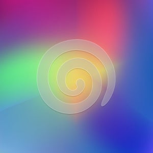 Colorful blur with multicolor gradient by red, purple, green and orange-yellow on blue background