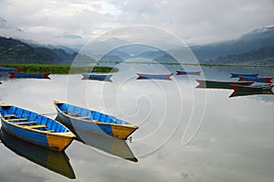 Colorful Boats on Phewa Lake Nepal