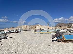 Colorful boats Qalansiyah Beach Socotra photo