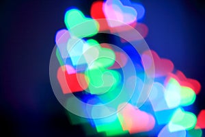 Colorful bokeh hearts