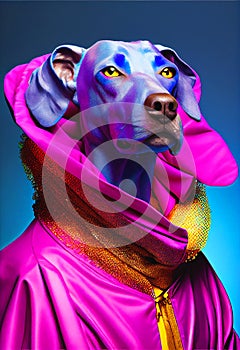 Colorful bold fashion model dog