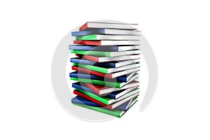 Colorful Book Stack on White with Blank Cover