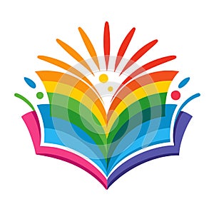 Colorful Book Vector Illustration, Education, Learning, Creativity, Rainbow Colors, Knowledge, Book Icon