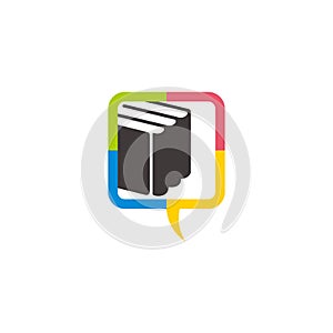 Colorful books education talks symbol logo vector