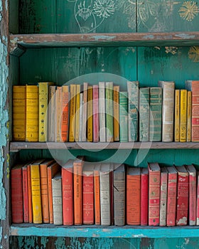 Colorful Books Filling Bookshelf