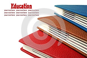 Colorful books isolated on white background