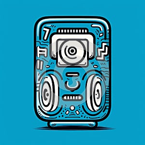 Colorful Boombox Speaker Illustration Inspired By Keith Haring