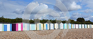 Colorful booths near a seashore