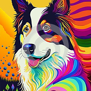 Colorful Border Collie Pedigree Dog Portrait