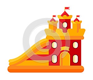 Colorful bouncy castle amusement park flat vector