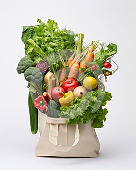 Colorful Bounty: A Bag Bursting with Farm-Fresh Vegetables