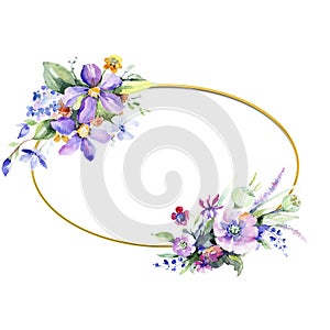 Colorful bouquet. Floral botanical flower. Frame border ornament square.