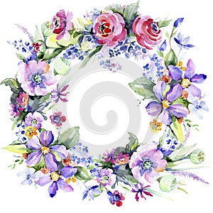 Colorful bouquet. Floral botanical flower. Frame border ornament square.