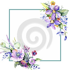 Colorful bouquet. Floral botanical flower. Frame border ornament square.