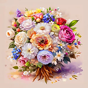 Colorful bouquet of summer flowers