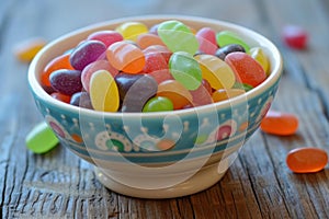 Colorful bowl of assorted jelly beans