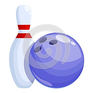 Colorful bowling ball icon cartoon vector. Skittles alley