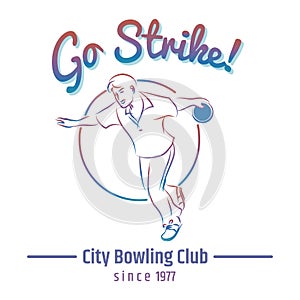 Colorful bowling club emblem