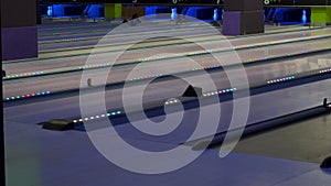 Colorful bowling lanes. Bowling game