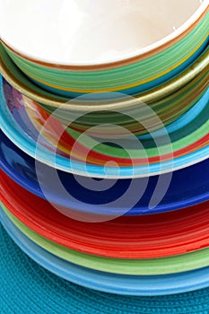 Colorful bowls and plates