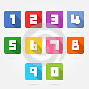 Colorful box numbers set.