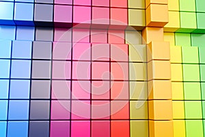 Colorful boxes abstract background 3D