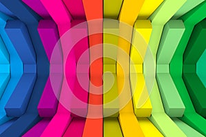 Colorful boxes bend abstract background 3D