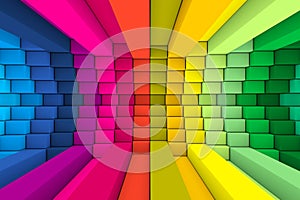 Colorful boxes rungs abstract background 3D