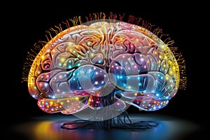 Colorful brain illustration, cognitive science, educational psychology, learning neuroscience neurogenesis, thinking brain, memory