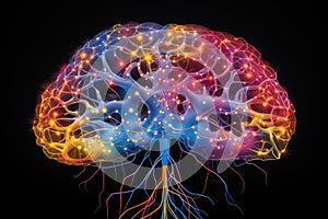 Colorful brain illustration, cognitive science, educational psychology, learning neuroscience neurogenesis, thinking brain, memory photo