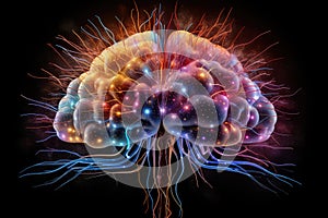Colorful brain illustration, cognitive science, educational psychology, learning neuroscience neurogenesis, thinking brain, memory