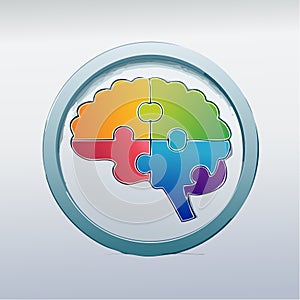 Colorful Brain Puzzle Icon of the Mind