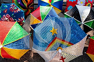 Colorful Brazilian Carnival decoration in the city of Olinda, Pernambuco, Brazil.