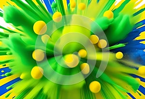 colorful brazilian flag green yellow blue color holi paint powder explosion on isolated white