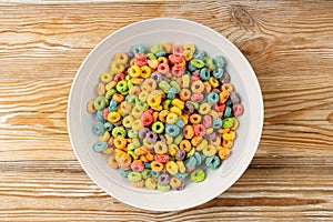 Colorful Breakfast Rings Pile, Fruit Loops, Fruity Cereal Rings, Colorful Corn Cereals