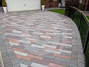 Colorful brick driveway