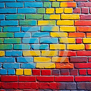 Colorful brick wall background. Colorful brick wall texture background. AI-generated image