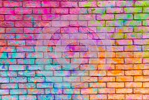 Colorful brick wall background. photo