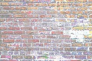 Colorful Brick Wall Background, Texture, Faded