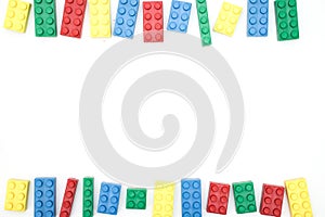 Colorful bricks on white background