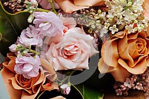 Colorful bridal bouquet. wedding day, bride accessories