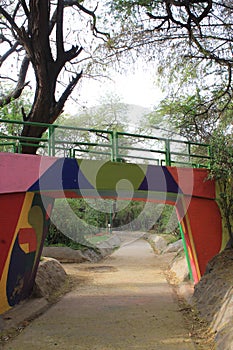 Colorful bridge in Lodi Gardens