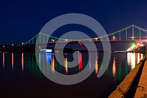 Colorful bridge over Dnipro river