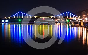 Colorful bridge over Dnipro river