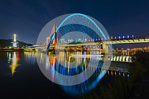 Colorful bridge and reflection Expo Bridge in Daejeon, South Korea