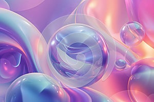 colorful bright dreamy holo glass bubbles and waves background and wallpaper