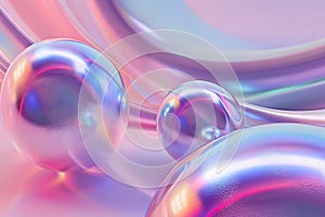 colorful bright dreamy holo glass bubbles and waves background and wallpaper